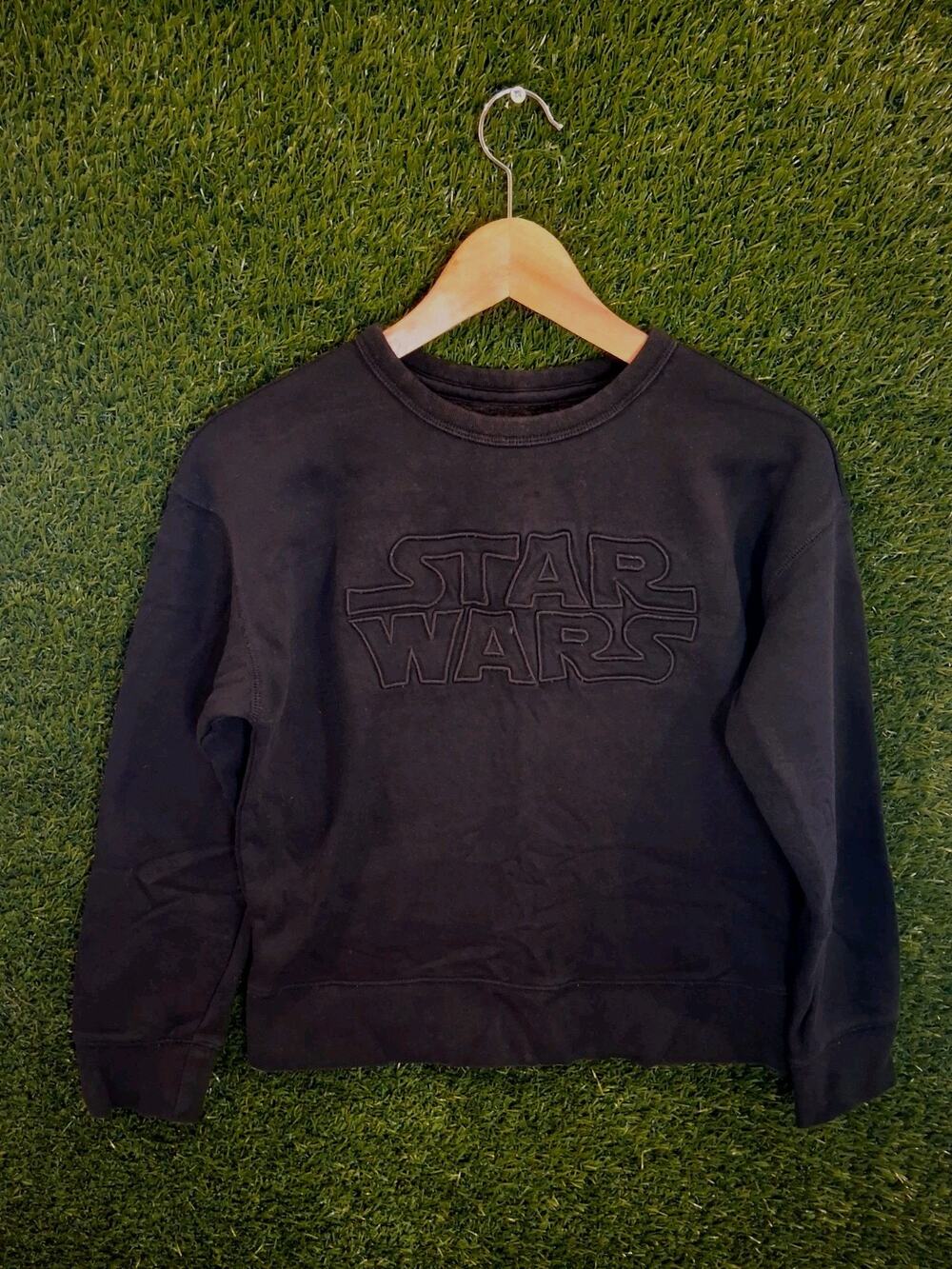 GapKids Star Wars Sweatshirt Youth Large L 10 Black On Black Tonal Embossed Logo